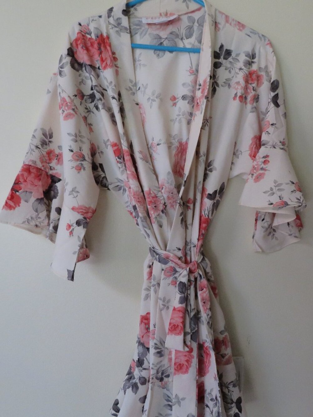 Birdy Grey Pink Floral Bridal Bridesmaids Robe One Size